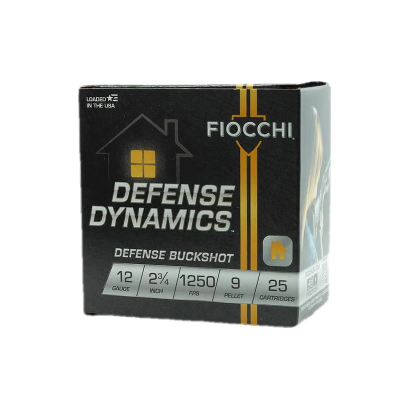 Fiocchi Defense Dynamics 12 Gauge Ammo 2-3/4" 00 Buckshot 9 Pellets - 12EX00BK9P