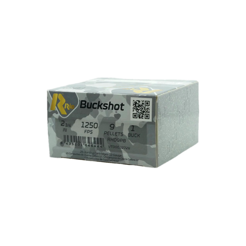 Rio Royal Buck 12 Gauge Ammo 2-3/4" 9 Pellet #1 Buckshot - RHD9PB
