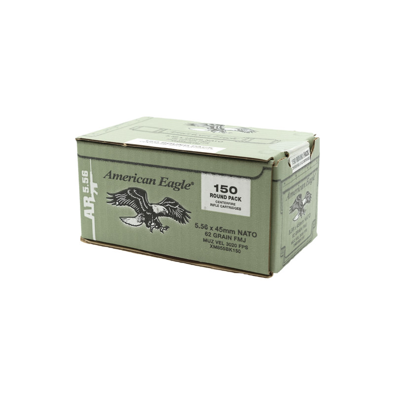 Federal American Eagle 5.56x45mm NATO Ammo 62 Grain M855 Full Metal Jacket - XM855BK150